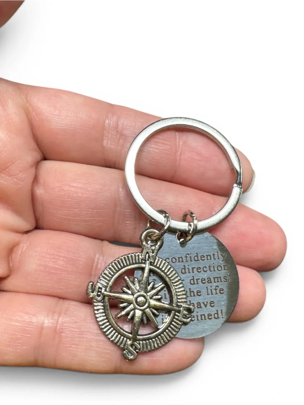Inspirational Graduation Compass Keychain NIP